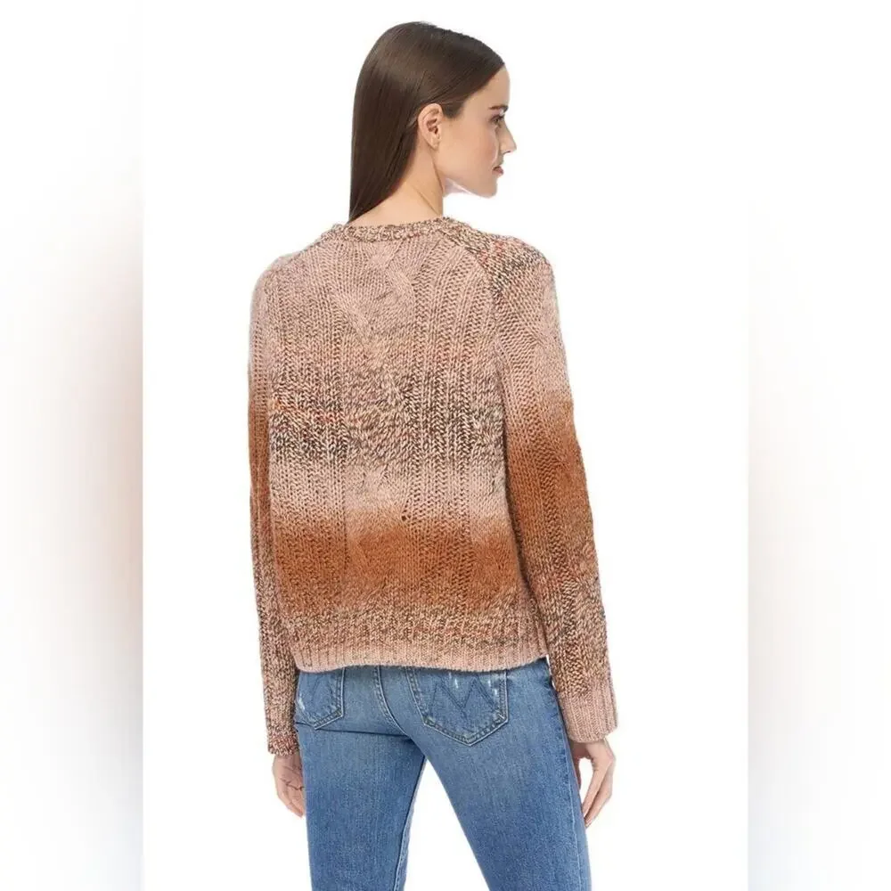 360 CASHMERE Larkyn Crew Neck Sweater Cable Knit Wool size M